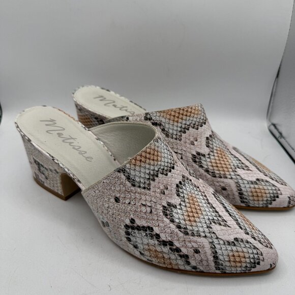 Matisse 9M Block Heel Mules | Snake Print Leather | Made in Brazil - Picture 1 of 10